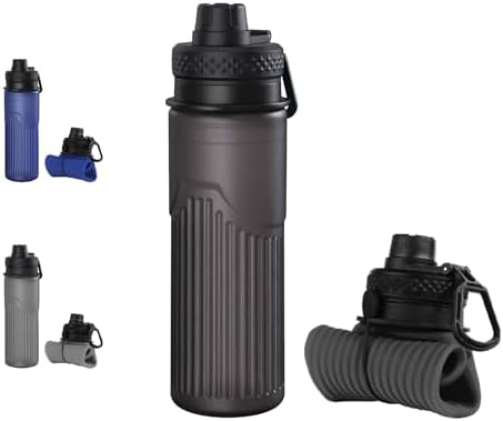 Collapsible Water Bottle, Sport Water Bottle 24oz, Reuseable BPA Free Silicone Foldable Water Bottles Leak-proof Portable Water Bottle for Travel, Gym, Hiking, Office, Camping (Black) - Image 2