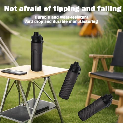 Collapsible Water Bottle, Sport Water Bottle 24oz, Reuseable BPA Free Silicone Foldable Water Bottles Leak-proof Portable Water Bottle for Travel, Gym, Hiking, Office, Camping (Black) - Image 3