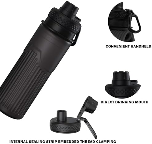 Collapsible Water Bottle, Sport Water Bottle 24oz, Reuseable BPA Free Silicone Foldable Water Bottles Leak-proof Portable Water Bottle for Travel, Gym, Hiking, Office, Camping (Black) - Image 4