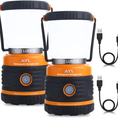 LED Camping Lantern Rechargeable, 1800LM, 4 Light Modes, 4400mAh Power Bank, IP44 Waterproof, Perfect Lantern Flashlight for Hurricane, Emergency, Power Outages, Home and More, with USB Cable (2 Pack)
