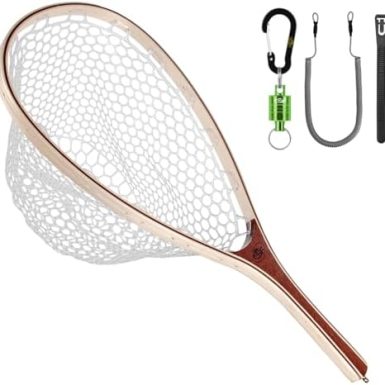 SF Fly Fishing Landing Net Soft Rubber Mesh Trout Net Catch and Release Net